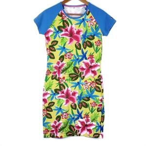 Vintage 90's Tommy Hilfiger Hawaiian Hawaii Floral Retro Throwback Dress Size M